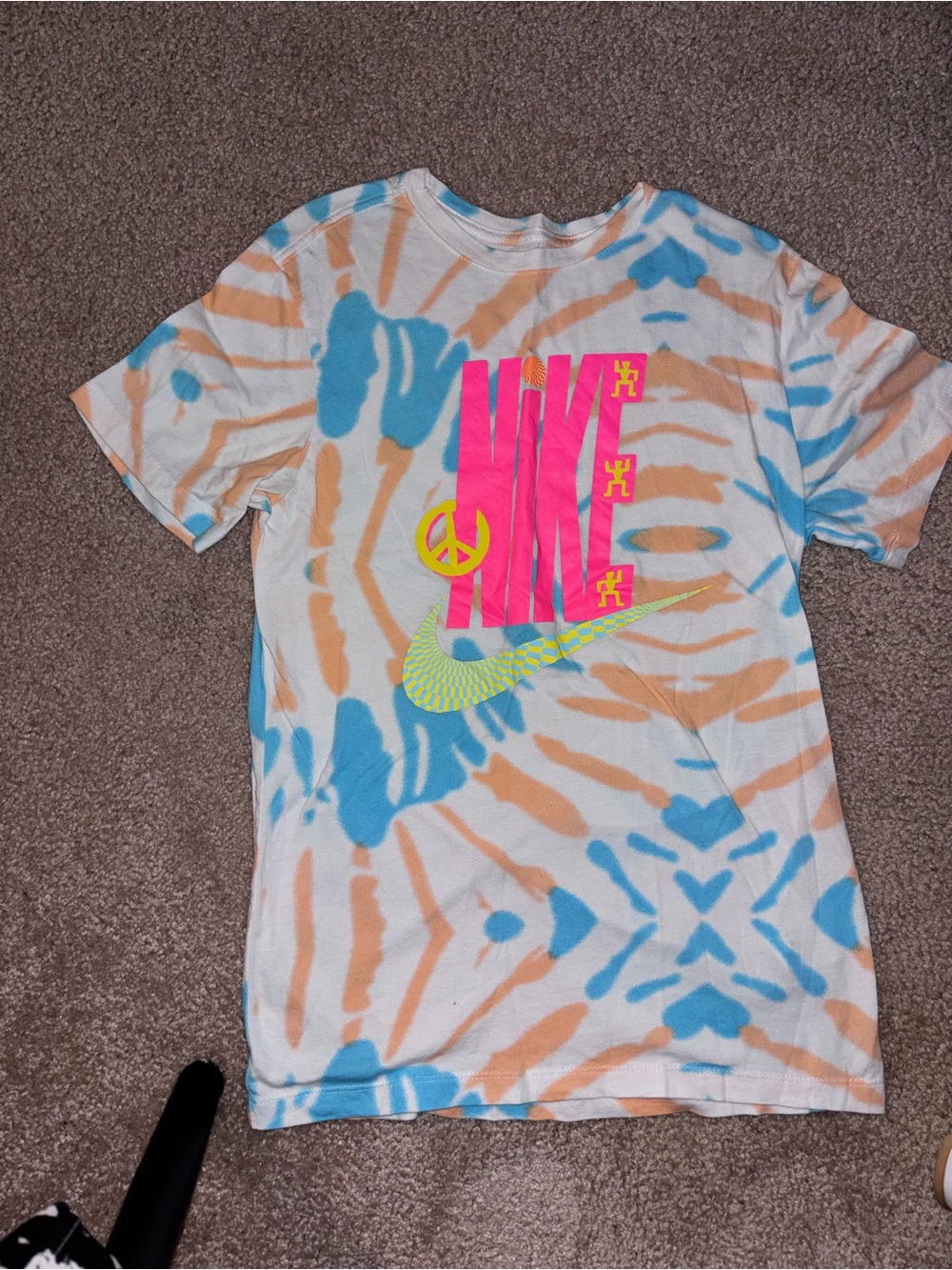 Nike Tie-Dye Short Sleeve Tee in Blue, Orange & Neon Pink